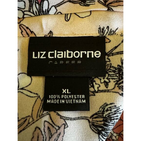Liz Claiborne Women Floral Sleeveless Button Down Shirt with Neck Tie Size 100% - Picture 6 of 6